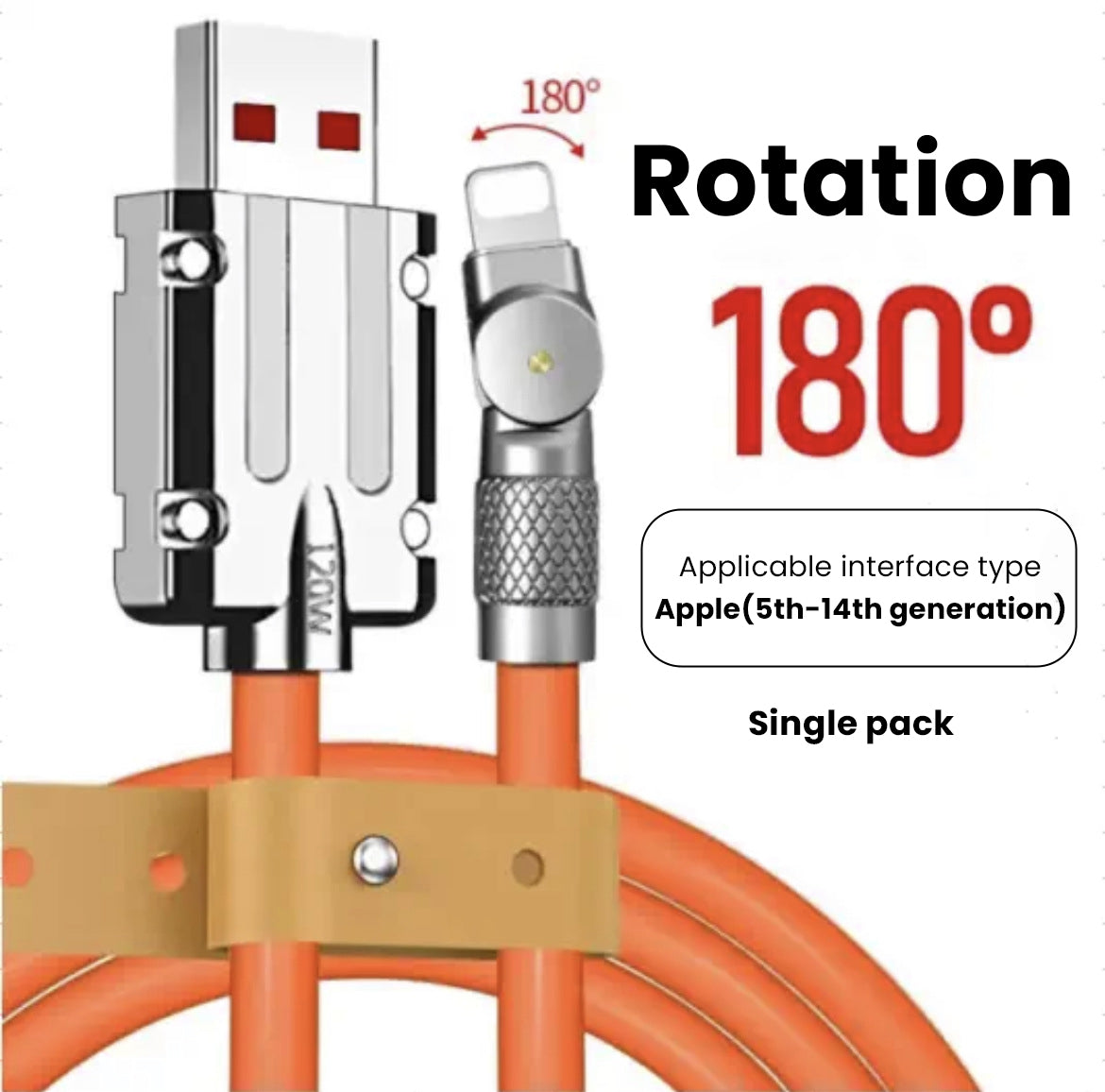 ⚡180° Rotating 120W Data Cable⚡