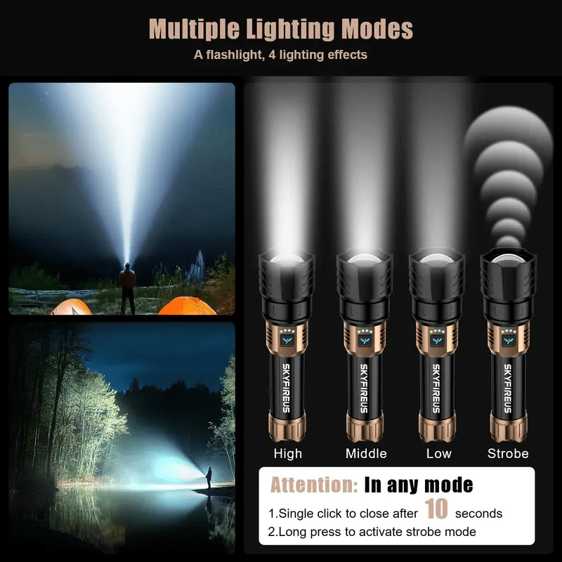 SKYFIRE 1097: Unleash Extreme Brightness | 1000+ Ft Beam, Super Long Runtime for Camping & Adventures(Buy 2 Free shipping)