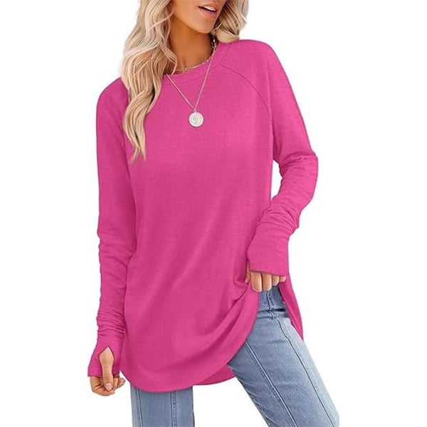 Womens Tunic Tops to Wear with Leggings Long Sleeve Thumb Hole Shirts Crew Neck Curved Hem(BUY 2 FREE SHIPPING)