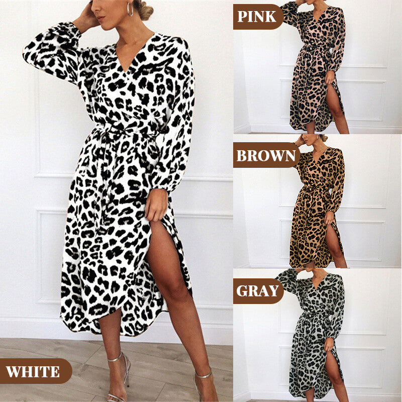 V-Neck Leopard Print Dress-Buy 2 Automatic 10% Off & Free Shipping