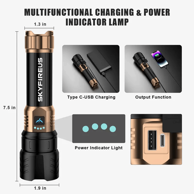 SKYFIRE 1097: Unleash Extreme Brightness | 1000+ Ft Beam, Super Long Runtime for Camping & Adventures(Buy 2 Free shipping)