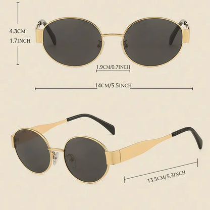 Women's metal-framed oval fashion sunglasses, suitable for daily wear